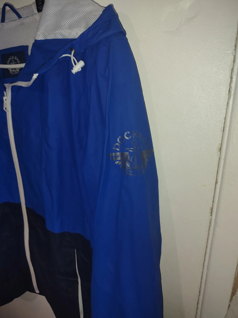 Dockers Navi Blue, Royal Blue Hooded Windbreaker Jacket Size Small